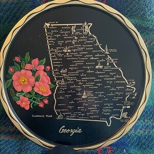 Vintage Georgia State Decorative Plate with Floral Design